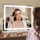 ROLOVE 23x18 Inch Lighted Vanity Mirror, 3-Color Dimmable LED & Touch Control - Large Makeup Mirror for Dressing Room (Wall/Tabletop Mount)