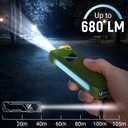 Granatan Rechargeable EDC Flashlight, 680 Lumens Waterproof Portable LED Flashlight with RGB Light, 10W USB-C Charging, Aluminum Alloy Magnetic Keychain Flashlight for Outdoor and Camping (Green)