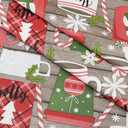 Newbridge Jolly Holiday Candy Cane Christmas Vinyl Tablecloth with Flannel Backing, Grey Red Green Wipe Clean Table Cover, 60 x 120 Inch Rectangle