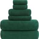 YTYC 29x59 Inch Bath Towels Set of 6 Large, Super Soft Absorbent Lint Free Microfiber Towels for Bathroom 80% Polyester (Dark Green, 6 Piece), 29x59"-Bath Towels Set-6PCS