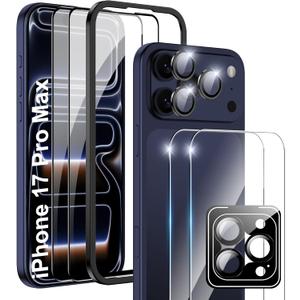 for iPhone 17 Pro Max 6.9 inch Screen Protector,[2+1+2 Pack] Front Screen Protector+Camera Lens Protector+Back Screen Protector,9H,Tempered Glass,Anti-Scratch,Ultra HD,Full Coverage