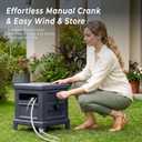 Garden Hose Reel Hideaway, Heavy Duty Metal Hose Reel Box Holds 125FT x 5/8" Hose, Steel Hose Storage Box with Manual Crank, Hose Guide and Leak-Proof Aluminum Connections, Stable 4-Leg Base