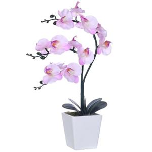 YSZL 15" Tall Artificial Silk Phalaenopsis Orchid Flower Plant Pot Arrangements (Pink Shades)