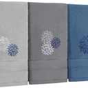 Tingjoo Dahlia Flower Hand Towels Farmhouse Bathroom Towels 14x29 Inch Embroidered Decorative Cute Spring Summer Hand Towels Cotton Soft Absorbent Towels for Bathroom Kitchen 3 Count
