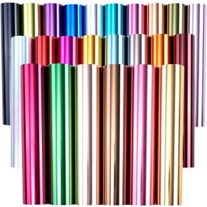 Tintnut Metallic Heat Transfer Vinyl Multicolored Chrome HTV -24 Sheets 12"x 10" Foil Holographic Iron On Vinyl for DIY T-Shirts Handbags Hats Crafts