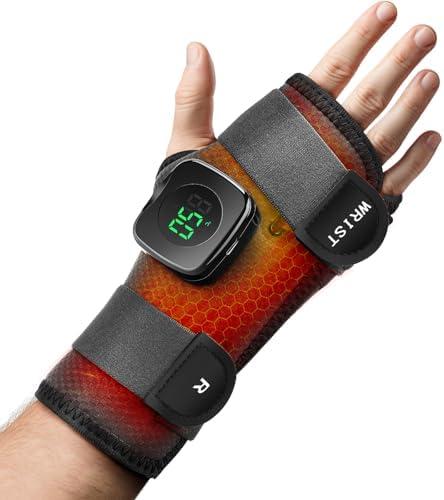 Cordless Wrist Heating Pad, Heated Wrist Wrap Brace for Right Hand, Hand Heating Pad Wrist Support Brace with Detachable Controller for Women and Men, One Size