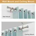 1Inch Single Curtain Rods, Decorative Drapery Rods Adjustable 84-120IN Length, With Horn Finials, Wall Mount and Ceiling Mount, Matte Nickel
