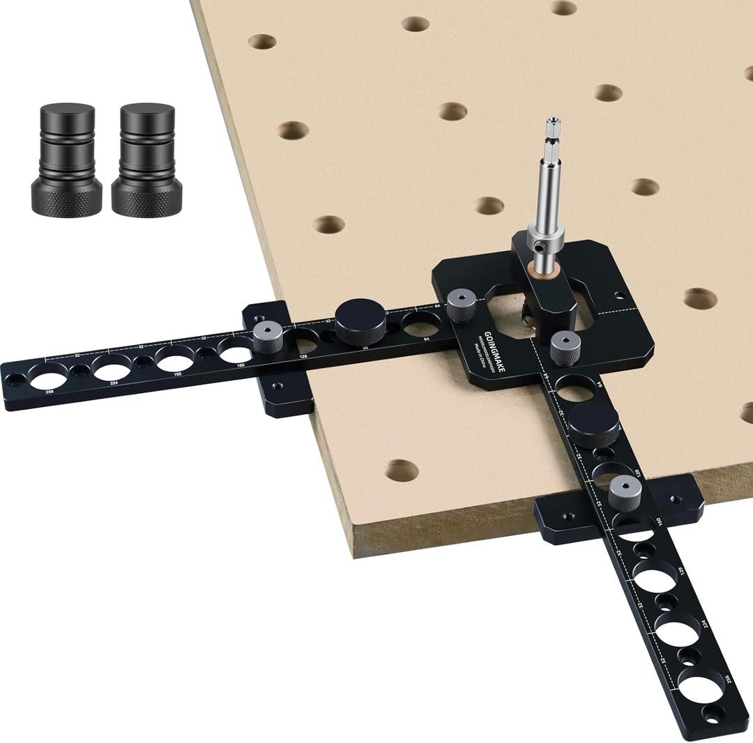 Portable Drill Guide for Drilling 3/4" Work Bench Dog Holes, Workbench Dog Hole Drill Template for Building MFT Table Top, Workbench Top, Work Table, Cutting Boards and Portable Workstation