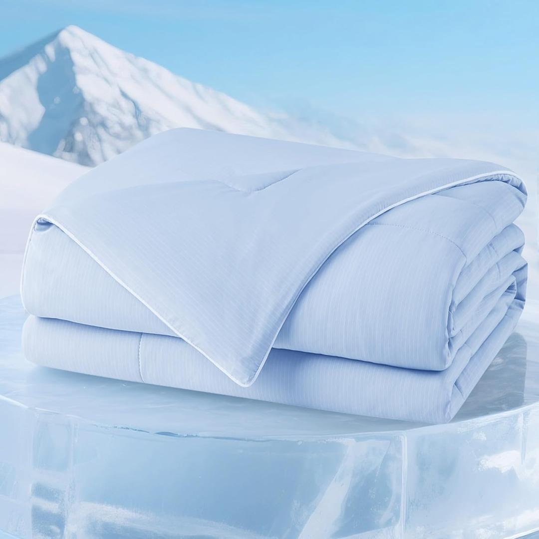 Degrees of Comfort Cooling Comforter King Size, Cooling Blanket for Hot Sleepers, Moisture-Wicking & Breathable, Upgraded Dual-Sided with Coolmax, Q-MAX0.4, 108 x 90 Inch, Blue