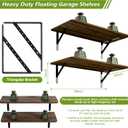 Dogsky 2-Pack Garage Storage Shelving Wall Mounted 36x24 Inches-Heavy Duty Floating Wall Shelf 300lbs Capacity with Engineered Wood - Utility Shelves for Garage, Closets, or Utility Rooms, Walnut