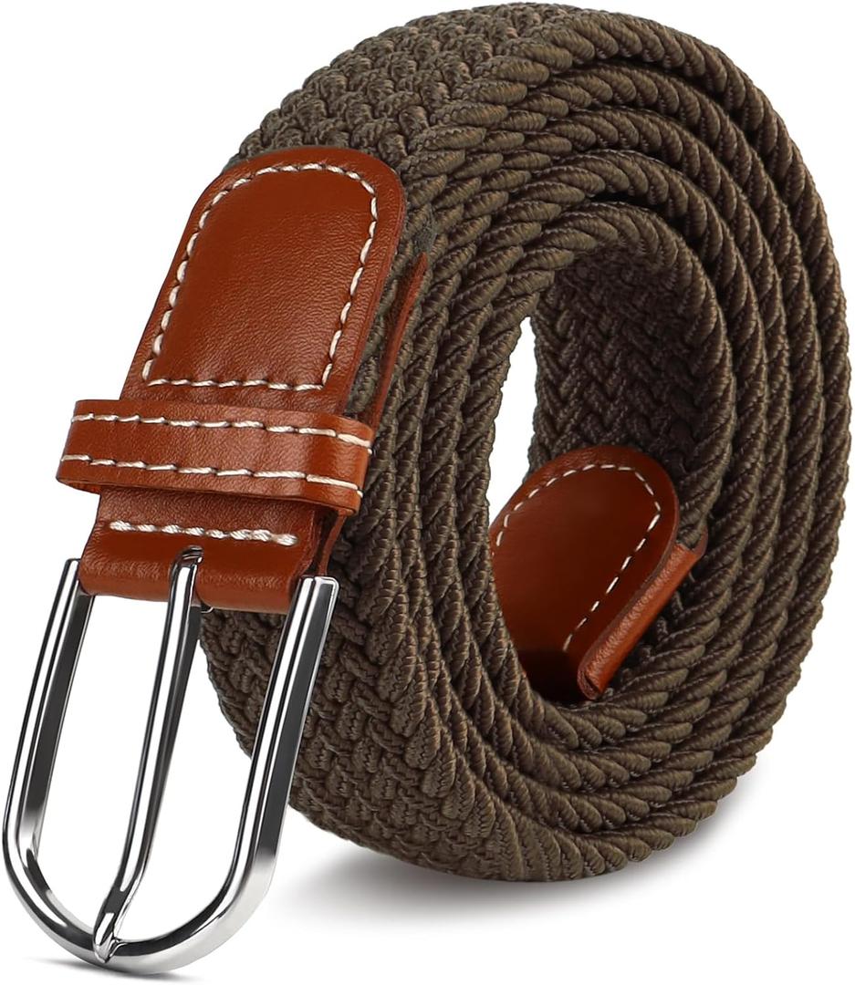 2 x Multicolored Woven Stretch Belt for Men and Women, Braided Elastic Golf Belts Jeans Casual Pants Sport Belt