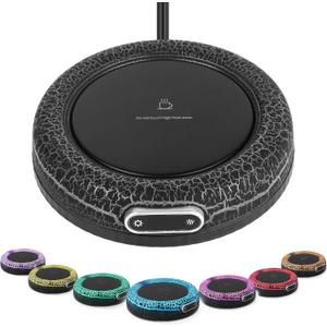 Smart Constant Warm Coaster, Volcano Warm Coaster,Coffee Mug Warmer,Home Desktop Ambient Light,Coffee Mug Warmer,Coffee Lover's Gift,4 Temperature Settings Available(Black)
