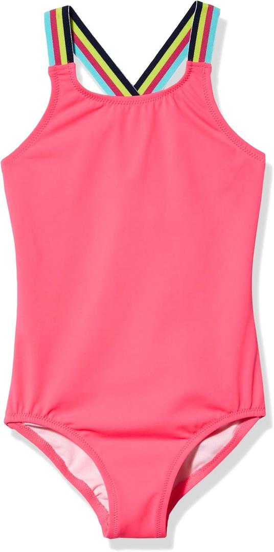 Kanu Surf Girls' Maggie UPF 50 Beach Sport Athletic One Piece Swimsuit (4T, Maggie Hot Pink)
