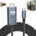 USB C to HDMI Adapter MHL Cable Braided 4K Video Converter Cord for HP Laptop iPhone 16 15 Pro Max Samsung Galaxy S24 S23 S22 S21 S20 Note 20 LG G8 Phone Type C Android Device Mirrorring to Monitor TV