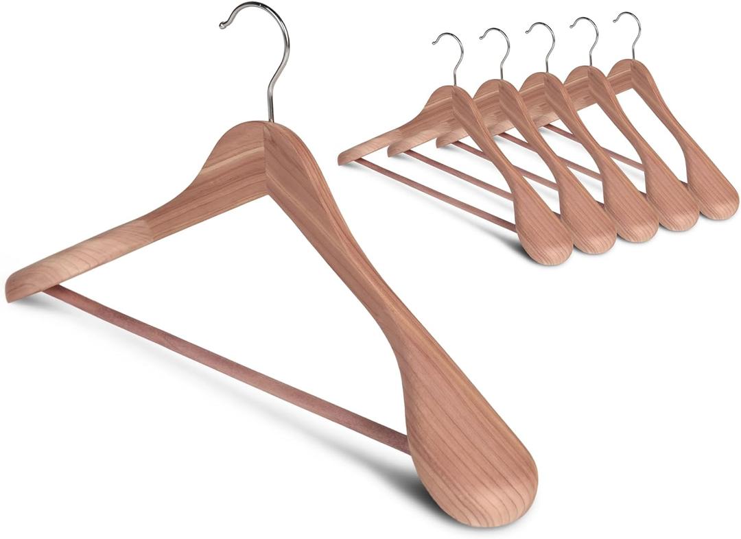 StorageWorks Red Cedar Wood Hangers 6 Pack, Extra Wide Shoulder Wooden Hanger for for Suits, Coats, Jackets, Pants