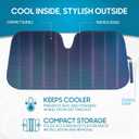 BDK Iridescent Matte Black Front Windshield Sunshade Accordion Folding Style Auto Shade for Car Truck SUV Van Blocks UV Rays Sun Visor Protector Easy Setup Keeps Your Vehicle Cool - 58 x 27 inches