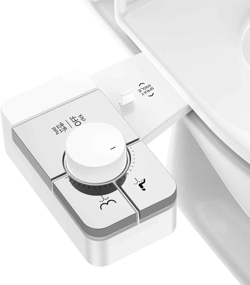 Bidet Attachment for Toilet Seat, Adjustable Fresh Cold Water Pressure, Stainless Steel Inlet (White)