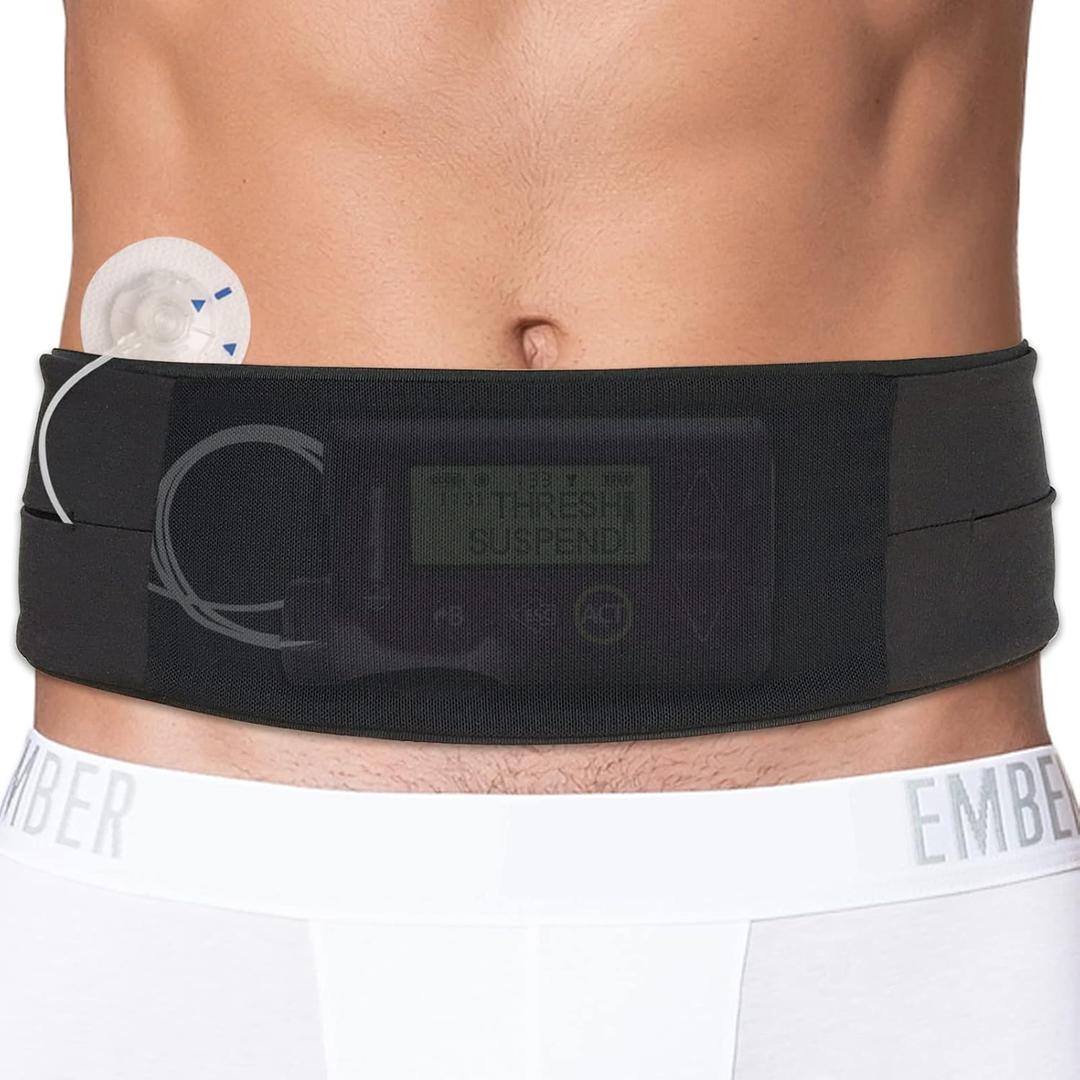 Insulin Pump Belt with Mesh Pouch for Easy Viewing Breathable Diabetic Pump Holder Adjustable Insulin Pump Waist Band Accessories Epipen Glucose Monitor Supplies Men Women Adult, Large