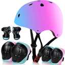 Kids Bike Helmet Set Adjustable for Children, Boys, Girls and Teenagers Aged 3-14 Years Includes Elbow, Knee, Wrist Guards Children's Helmet Protection Set for Bikes SkateboardsRollerskates, Medium: 20.47"-22.83" / 8-14 year
