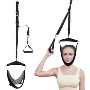 Updated Cervical Neck Traction Device Over Door, Premium Portable Neck Stretcher Home Use for Tension Reliever, Neck Pain Relief, Physical Therapy, Durable&Sturdy, Chin Comfortable
