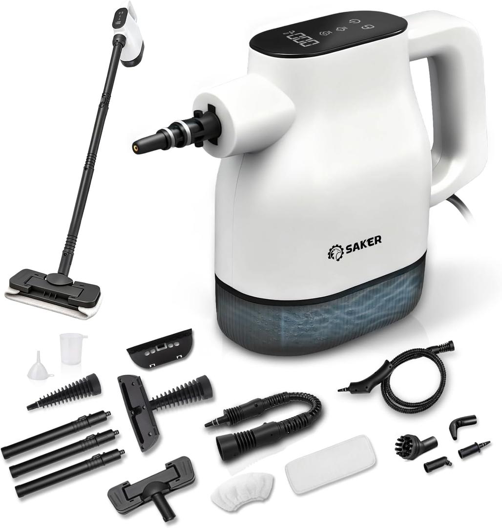 Saker EverSteam Instant-Heat Steam Cleaner for Home,15s Heat-up Handheld Steam Cleaner with Mop Attachment, Lightweight Portable Continuous Refill Steamer for Deep Cleaning of Floor, Car and Kitchen