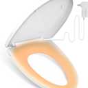 iliD Heated Toilet Seat, Elongated Seat, Three Levels of 90F, 95F,100F, 3D Curved, Lid and Seat Soft Close, Light-sensitive Night Light, IPX4