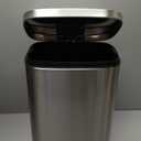 Amazon Basics Smudge Resistant Small Rectangular Trash Can With Soft-Close Foot Pedal, Brushed Stainless Steel, 12 Liter/3.1 Gallon, Satin Nickel Finish, 11.3"L x 9.9"W x 15.1"H