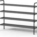 Kitsure Extra-Long Shoe Rack for Closet, Shoe Organizer for Front Door Entrance, Stackable Shoe Shelf, Detachable Closet Organizers and Storage, 39.0" Wide - 4 Tier, Black