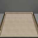 Large Ottoman Tray for Coffee Table,Square Shagreen Leather Decorative Tray with Gold Handles for Living Room Decor (20" x 20" x 3", Ivory)