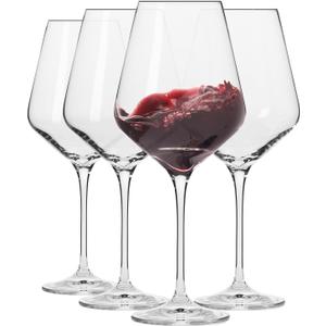 Krosno Red Wine Glasses 4Piece 16.6 oz Avantgarde Collection, Perfect for Home, Restaurants & Parties, Dishwasher Safe, Thin Rim, Long Stem | LeadFree Crystal Glass