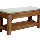 Rustic Rectangular Coffee Table w/1 Shelf in Distressed White Antique Finish - Select Hardwoods (Pine/Acacia) for Living Room Decor -Farmhouse Wood w/Dental Work Legs - Assembly Req