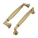 khtumeware 2 Pack 5 Inch(128mm) Brushed Brass Cabinet Pulls Heavy Duty Solid Warm Brass Cabinet Handles Kitchen Brushed Gold Cabinet Hardware for Cupboard Drawer Handles
