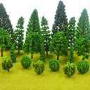 MOMOONNON 25pcs Model Trees Train Scenery Mixed Miniature Trees Artificial Wargame Fake Tree Model Railroad Diorama Supplies Scenery Landscape
