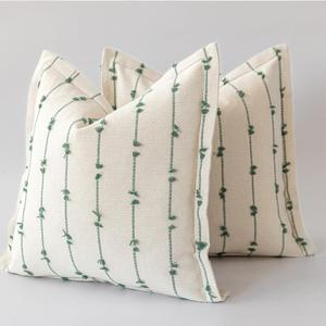 LANANAS Decorative Throw Pillow Covers 18x18 Set of 2 for Couch Sofa Bed Living Room Neutral Farmhouse Boho Modern Accent Home Decor Cushion Covers (Sage Green, 18x18 Inch)