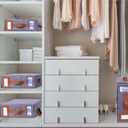 1 Pack Sheet Organizers and Storage, Linen Closet Organizers and Storage, Foldable Sheets Organizer for Closet with Handle, Window, Label, Bedding Storage for Sheet Set (Queen & King Size)