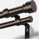 TONIAL Bronze Double Curtain Rods for Windows, 72-150 Inch, Simple Finials