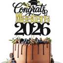 Congrats Masters 2026 Cake Topper, Congrats Grad,Congrats Class of 2026 Grad, Congrats Masters, Mastered It, 2026 Master Degree Graduation Party Decorations Supplies (Black Gold 5)
