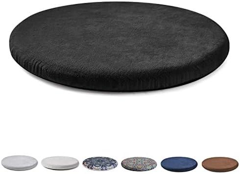 2 PCS Gumcoly Round Memory Foam Chair Cushion Circle Bar Stool Pad Detachable Chair Seat Cushion with Removable Cover and Rubber Back Anti Slip Kitchen Dining Chair Pad 17 Inches Black