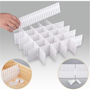 Momoi 42Pcs Drawer Dividers,Adjustable Drawer Organizer with Fixed Buckle,14.9in*4.33in,Drawer Organizer for Socks, Underwear, Makeup, Kitchen, Bedroom, Dresser,White(38 * 11cm 42PCS)