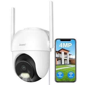 ARENTI Security Camera Outdoor Wired, 24/ 7 Recording Surveillance Camera for Home Security, 5GHz/ 2.4GHz WiFi, Regular Patrol, 2K 4MP Resolution, 360° PTZ Motion Tracking(OP1)