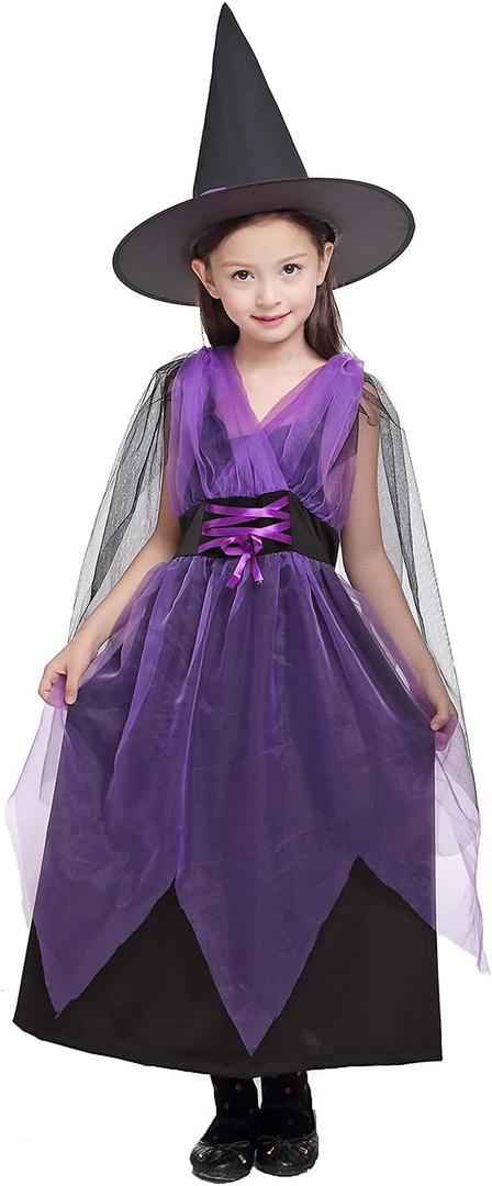 JIFRE Cute Children Halloween Orange Witch Costume for Girls, Toddler Infant Baby Halloween Costume Outfit Cosplay (3-4Y)