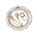 Leewe Round Storage Tray Necklace tray Jewelry Holder Organizer Dessert Plate Fruit DishRing Dish Organizer Holder Home Decor Wedding Gift for Perfume Candle Holiday Party (Silver, Mini)