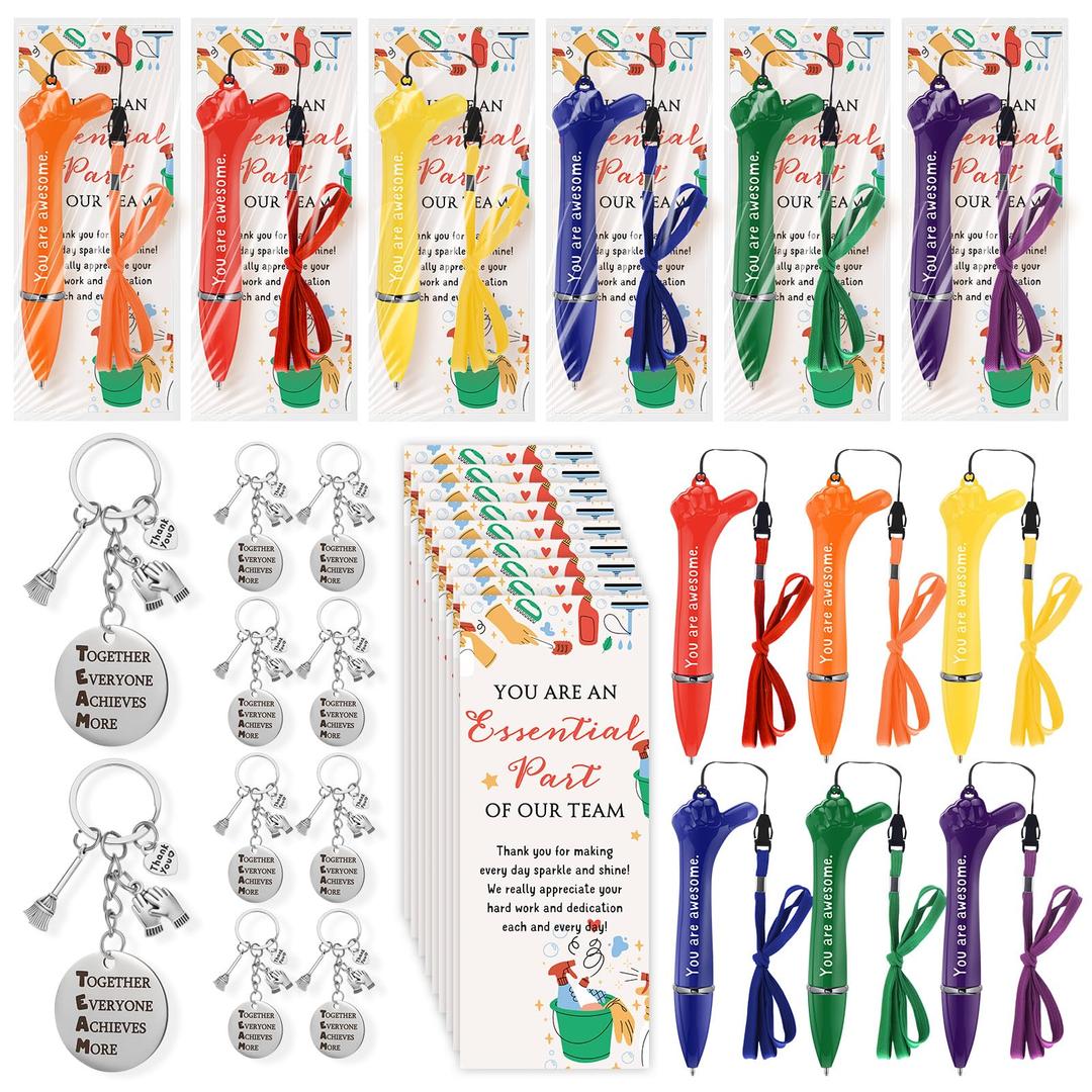 Equsion 18 Sets Housekeeping Team Appreciation Gift, Pens Keychains Cards