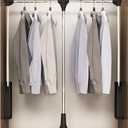 Pull Down Closet Rod, 60 lbs Load Capacity, Stainless Steel Adjustable 35-46.5 inches Soft-Close Wardrobe Lift Rail Organizer for Hanging Clothes, Two-way Buffering Side & Back Mounted Closet Rod (1 Pack - 35" ~ 46.2")