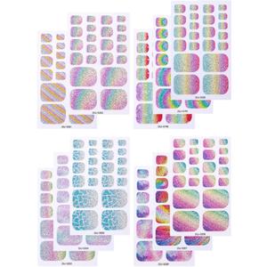 Didiseaon 11 Sheets Waterproof Rainbow Gradient Glitter Toenail Stickers Full Nail Wraps for Summer Pool and Beach for Nail Art Decor