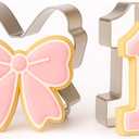 Honeydak Pink Bow Birthday Party Supplies 2 Pcs 5 Inch Bow Cookie Cutter Number One Cookie Cutter Baking Mold Metal Sandwich Pancake Fondant Cake Mold First Birthday First Anniversary Wedding Party