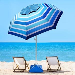 Fisqueen 8FT Large Beach Umbrella with Wind Resistance Sand Anchor Sand Bag, Portable Outdoor Umbrella with UPF50+ UV Protection, Tilt Sun Shelter for Beach, Patio, Yard