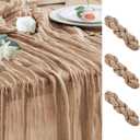 Wokceer Cheesecloth Table Runner Thanksgiving 3Pack 10FT Nude Brown Boho Gauze Cheese Cloth Table Runner Christmas for Party Rustic Sheer Runners for Baby Bridal Shower Wedding Table