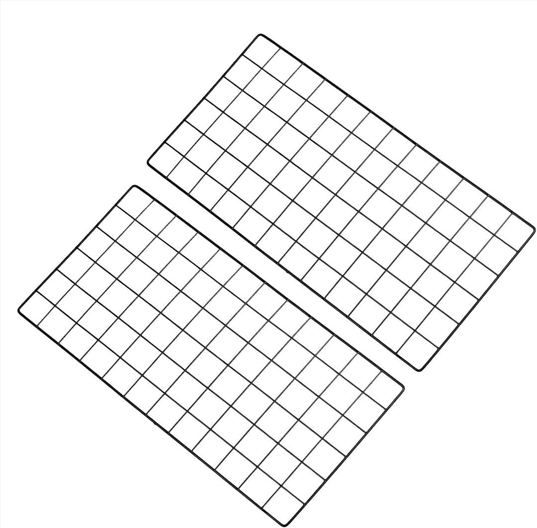 PATIKIL 24"x12" Wire Grid Panel, 2 Pack Board Photo Pictures Memo Display Grid Panels Hanging Organizer Wall Decorative Panel for Home Office Wedding, Black