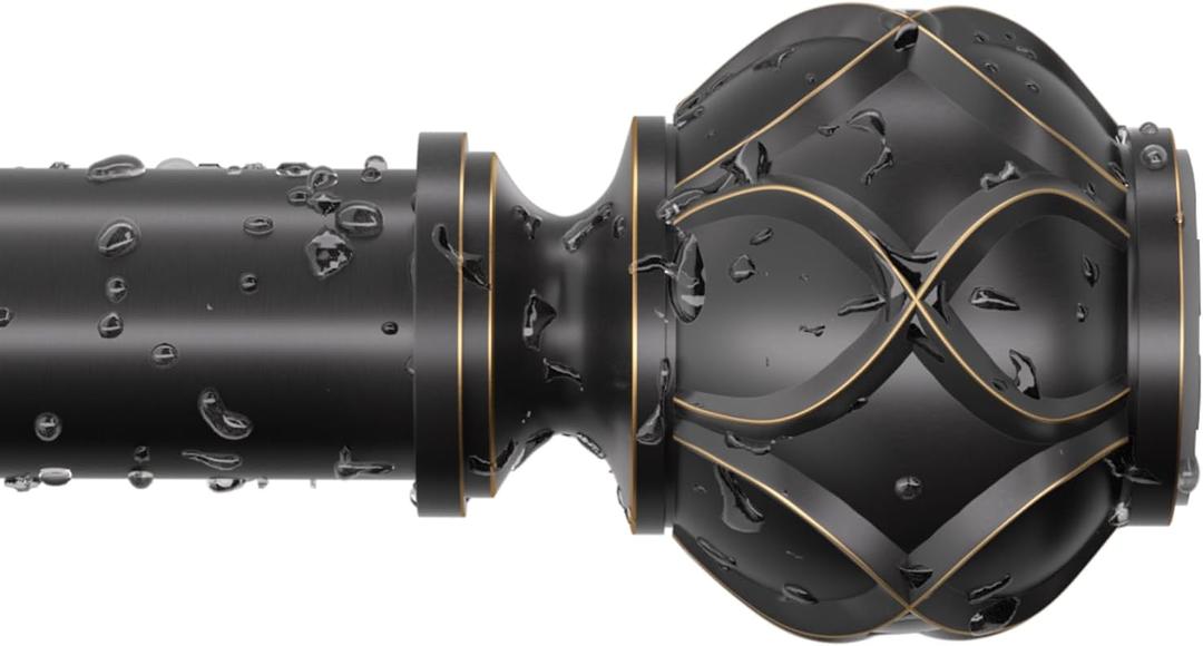 Black Tension Shower Curtain Rod 36-84 Inches(3-7Ft), Adjustable Spring Tension Shower Rod, No Drill Never Rust Non-Slip Shower Rod for Bathroom